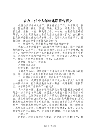 农办主任个人年终述职报告范文