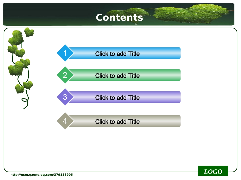 漂亮的绿色叶子PPT模板_第2页