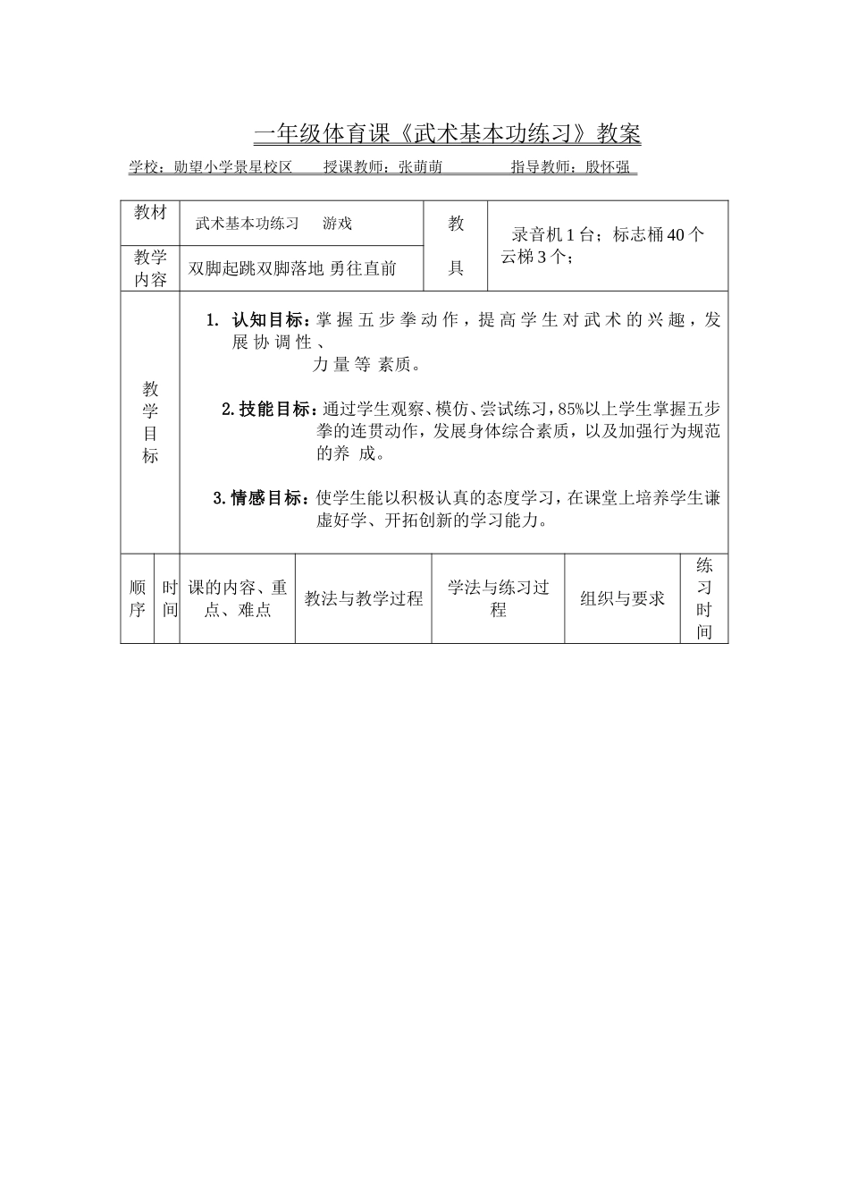 武术基本功练习教案张萌萌_第1页