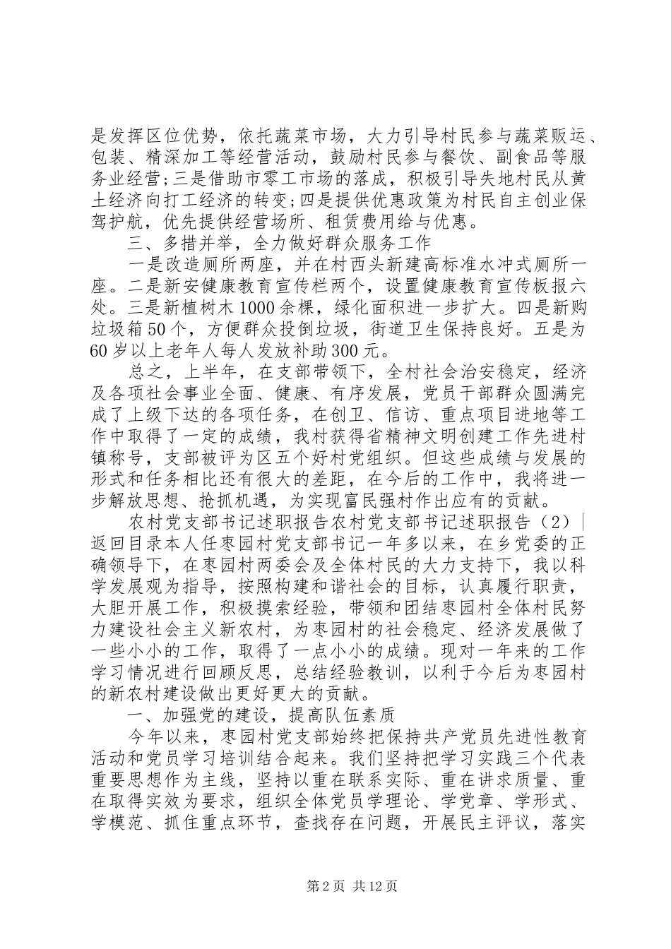 农村党支部书记述职报告4篇_第2页