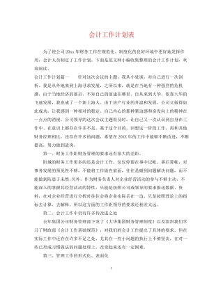 会计工作计划表
