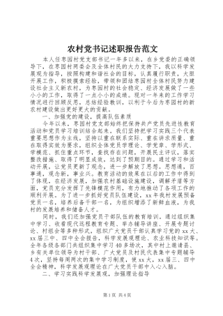 农村党书记述职报告范文