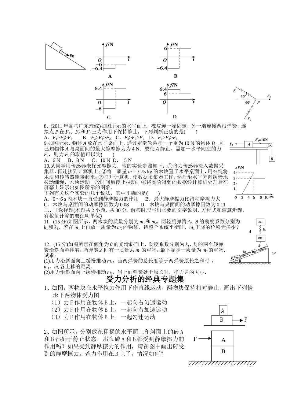 收集经典受力分析题(难度大的受力拔高训练配有答案)_第3页