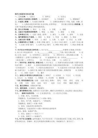 现代文阅读有关知识汇编