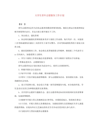 大学生青年志愿服务工作计划