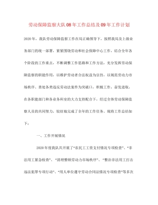 劳动保障监察大队年工作总结及年工作计划