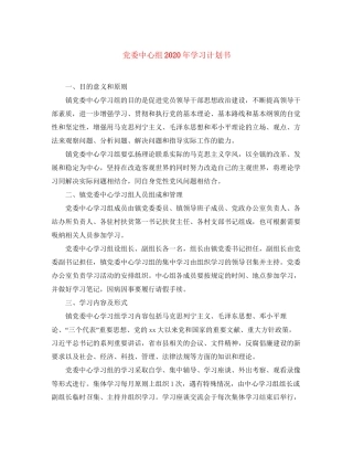 党委中心组年学习计划书