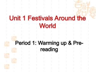 高一英语必修三Unit1Warmingup&Pre-reading