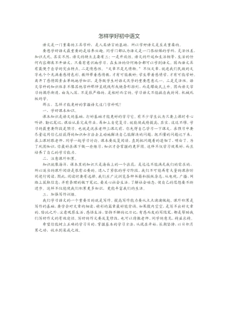 怎样学好初中语文