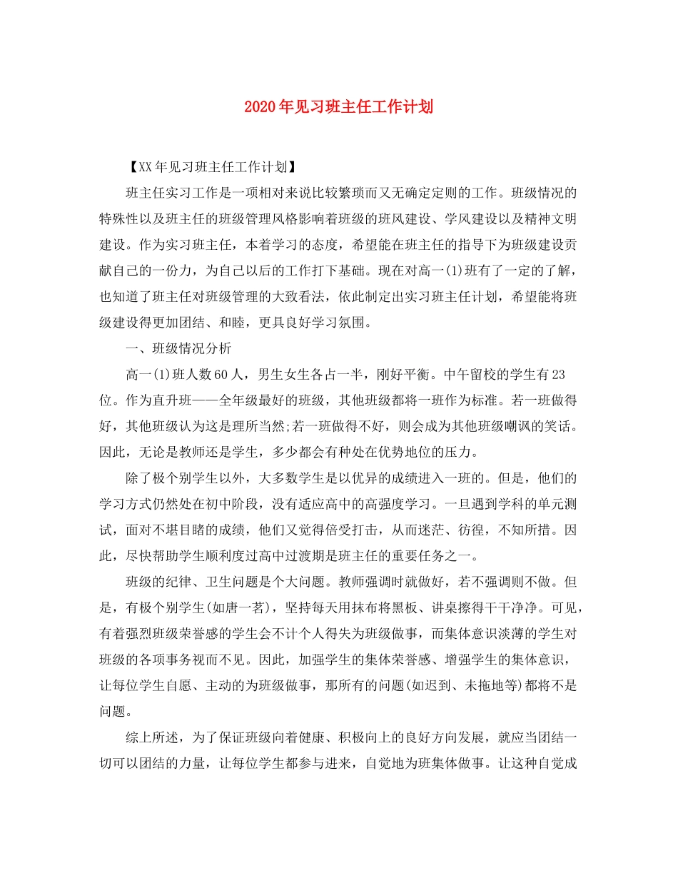 2020年见习班主任工作计划_第1页