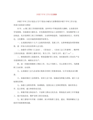 乡镇下半年工作计划4
