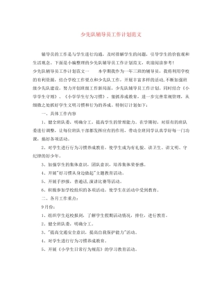 少先队辅导员工作计划范文2