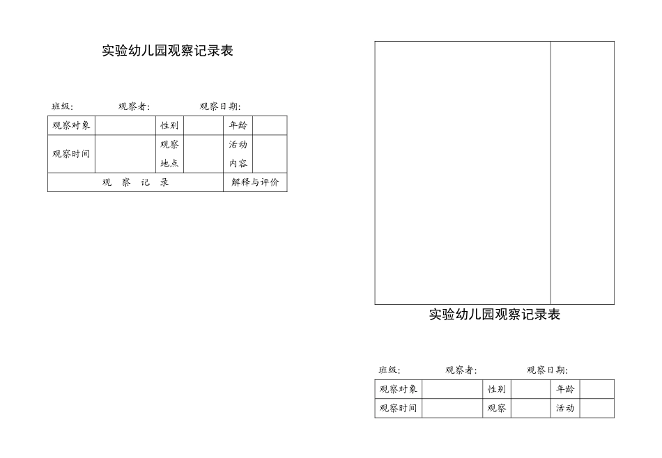 实验幼儿园观察记录表_第1页