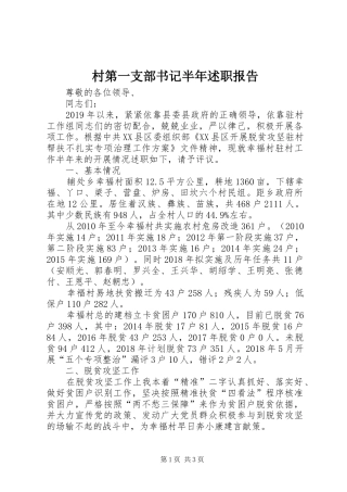 村第一支部书记半年述职报告