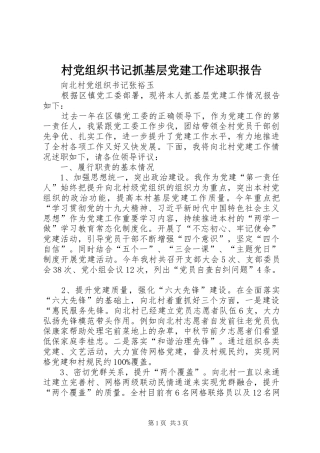 村党组织书记抓基层党建工作述职报告