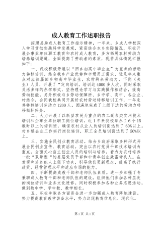 成人教育工作述职报告