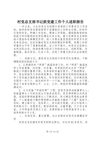 村党总支部书记抓党建工作个人述职报告