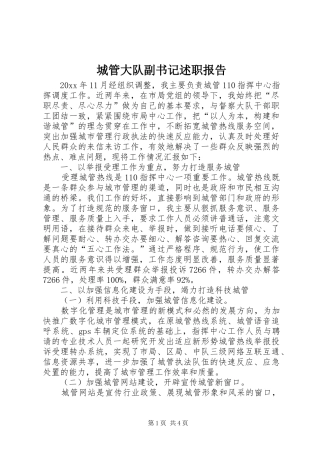 城管大队副书记述职报告