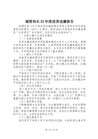 城管局长XX年度述责述廉报告