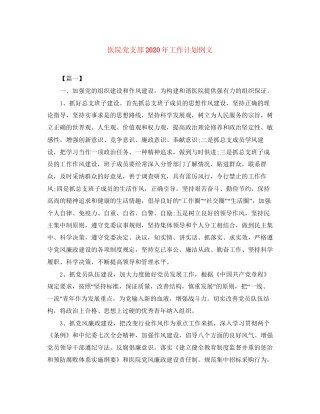 医院党支部年工作计划例文