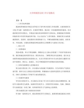 大学班级团支部工作计划格式