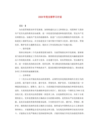 2020年党支部学习计划