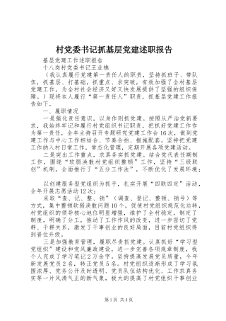 村党委书记抓基层党建述职报告