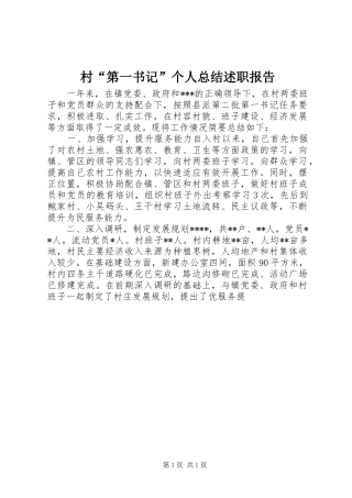 村“第一书记”个人总结述职报告