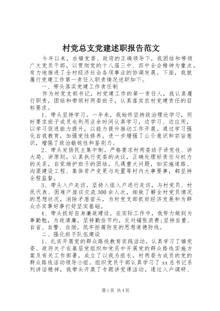 村党总支党建述职报告范文
