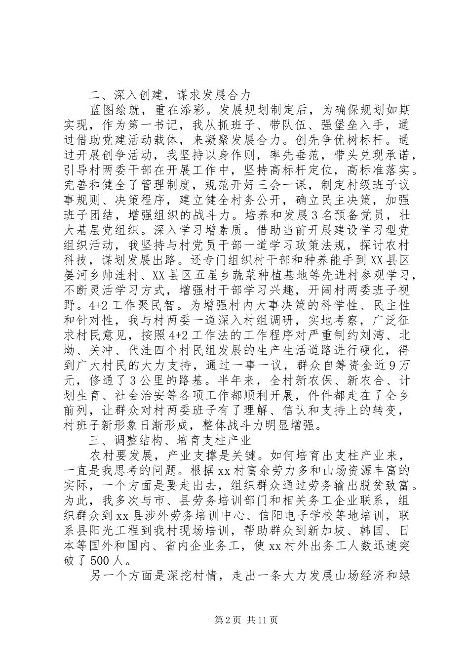 村第一书记述职报告及年终工作总结_第2页