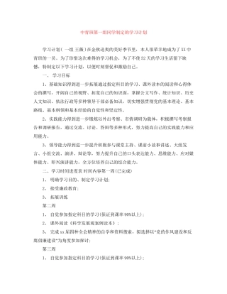中青班第一组同学制定的学习计划