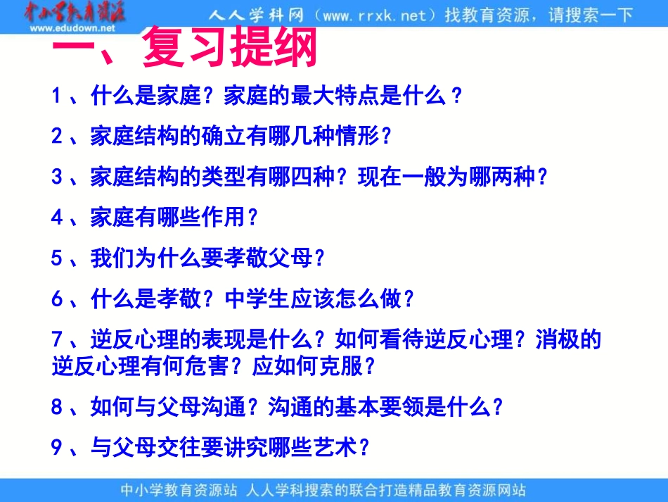 人教版八上《第一单元相亲相爱一家人》复习课件_第1页