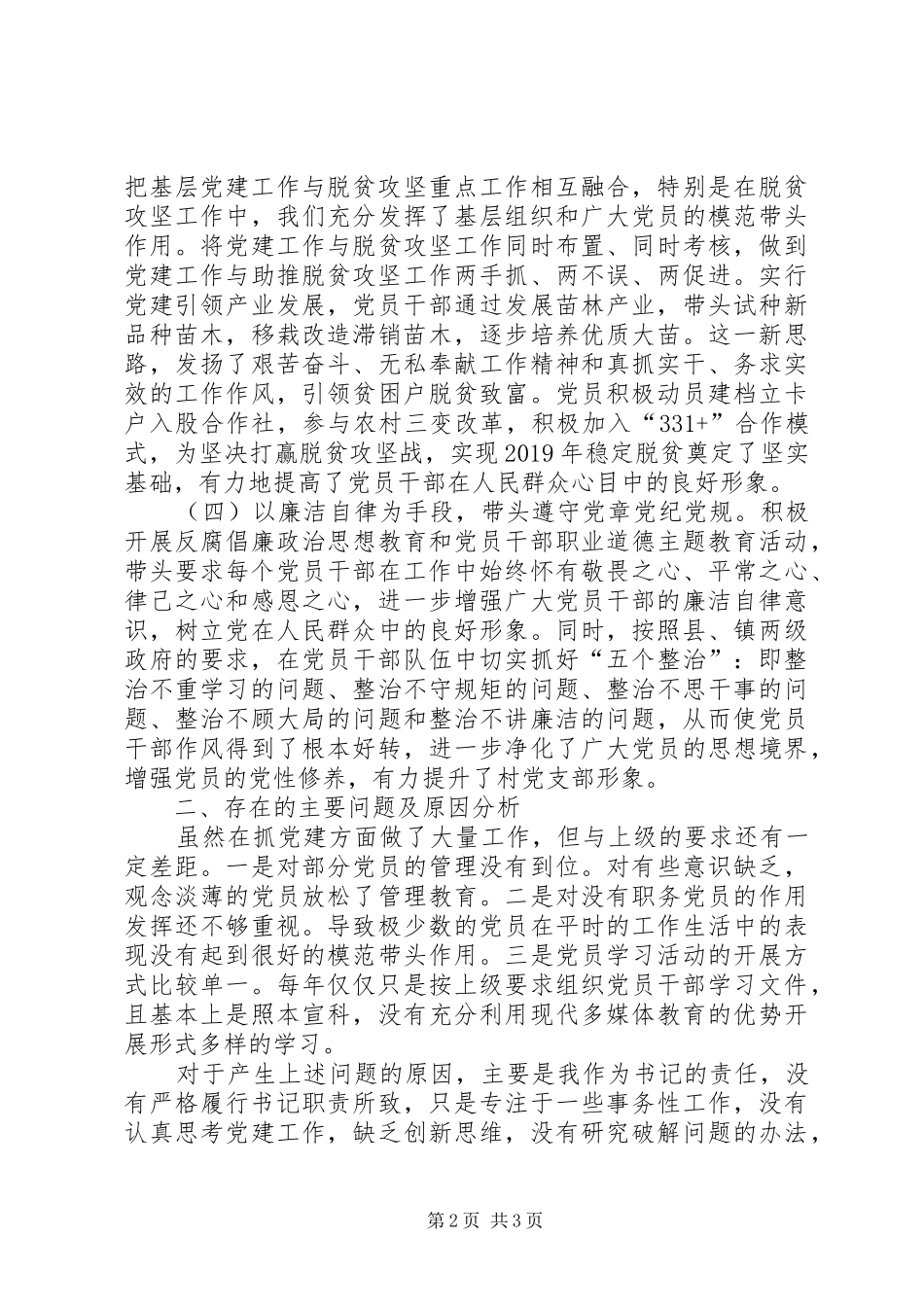 村党支部书记述职述廉述纪报告_第2页