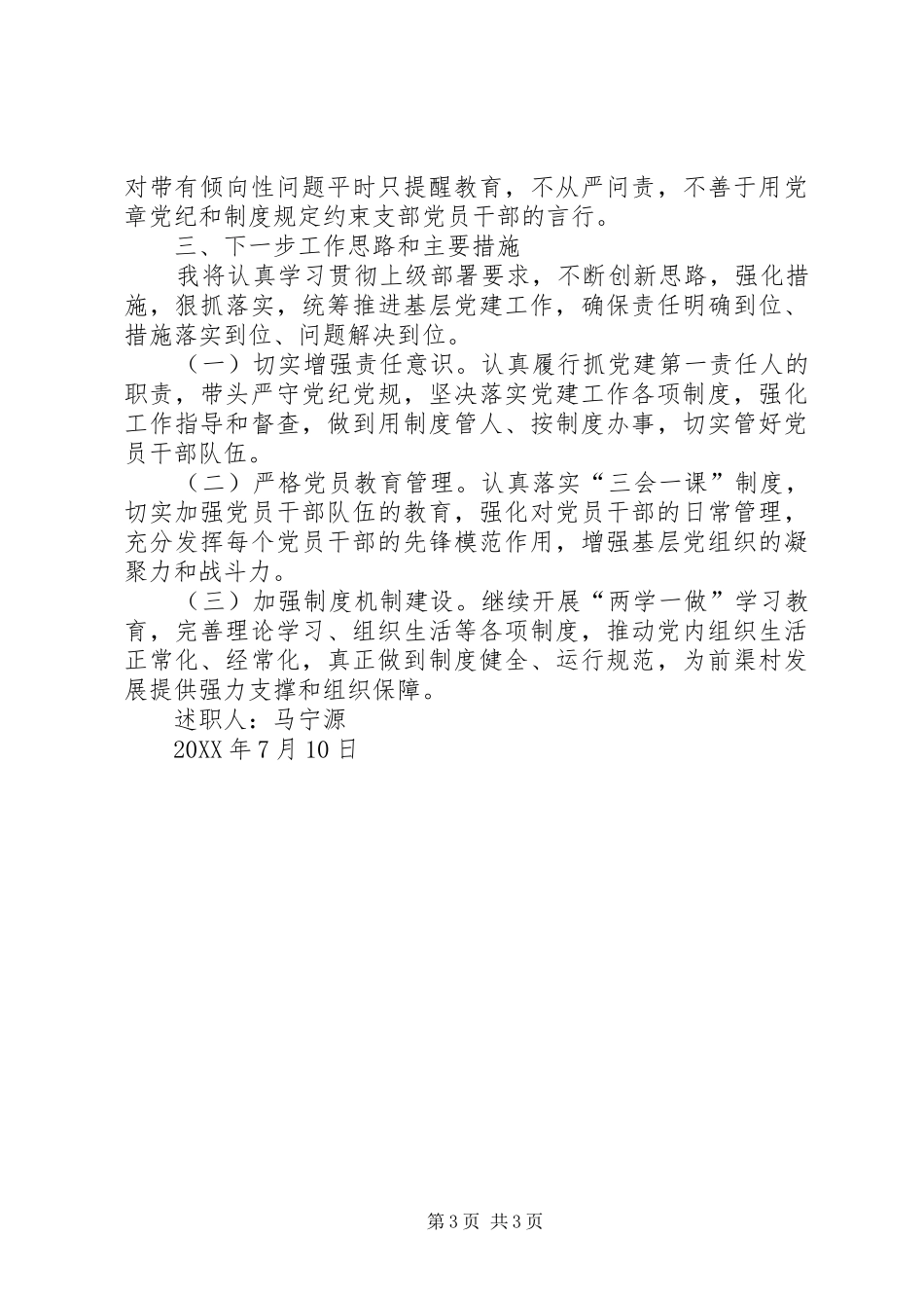 村党支部书记述职述廉述纪报告_第3页