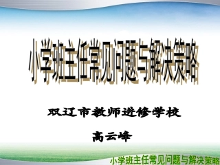 小学班主任常见问题与解决策略
