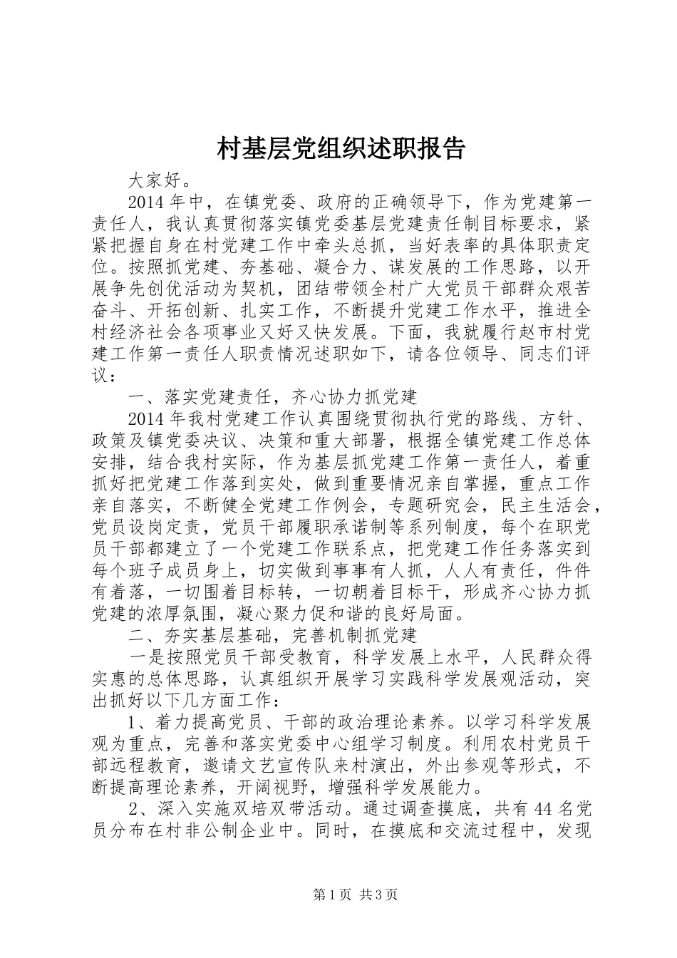 村基层党组织述职报告_第1页