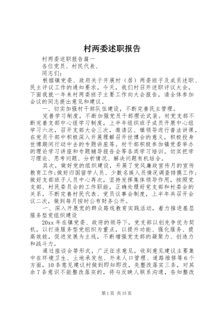 村两委述职报告