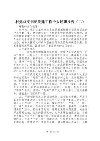 村党总支书记党建工作个人述职报告（二）
