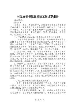 村党支部书记抓党建工作述职报告