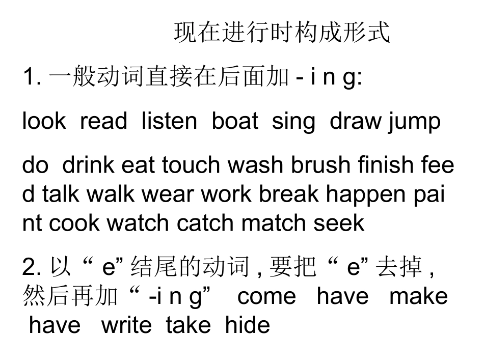 现在进行时构成方式与练习_第1页
