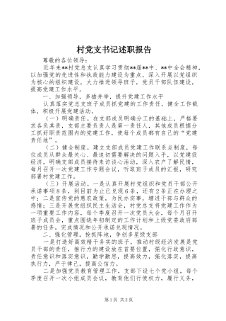 村党支书记述职报告
