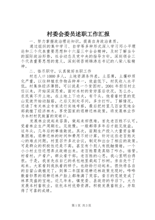 村委会委员述职工作汇报