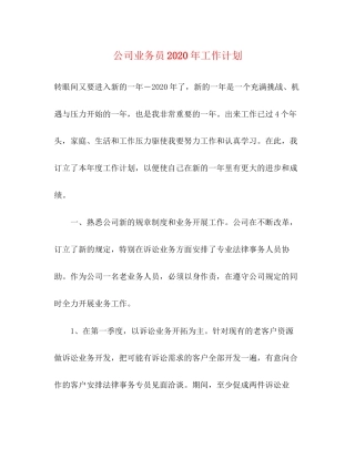 公司业务员年工作计划