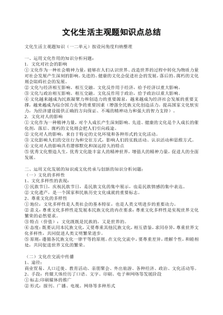文化生活主观题知识点总结