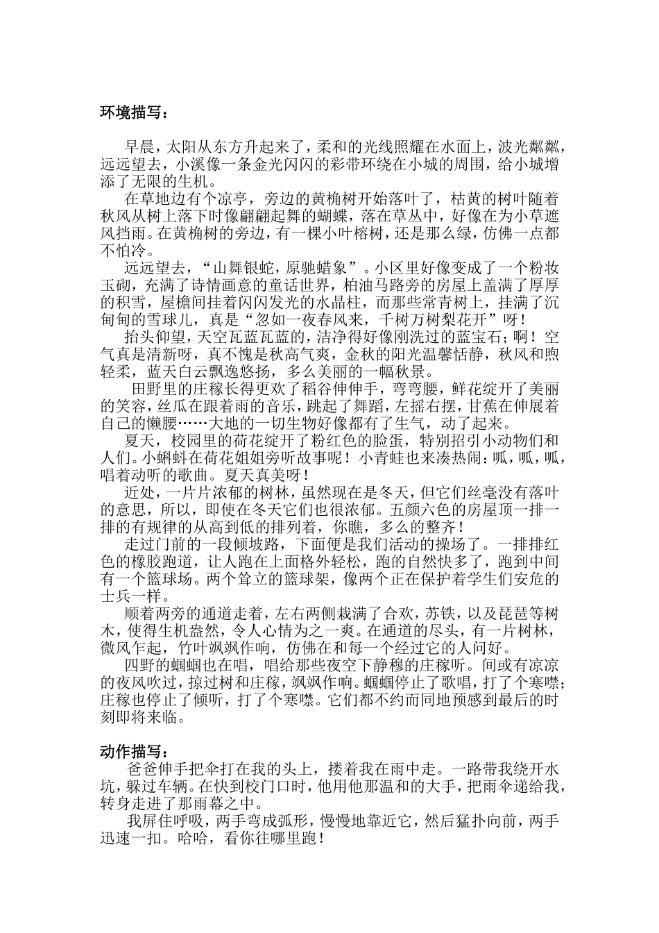 环境，动作，语言描写_第1页