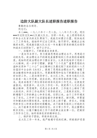 边防大队副大队长述职报告述职报告