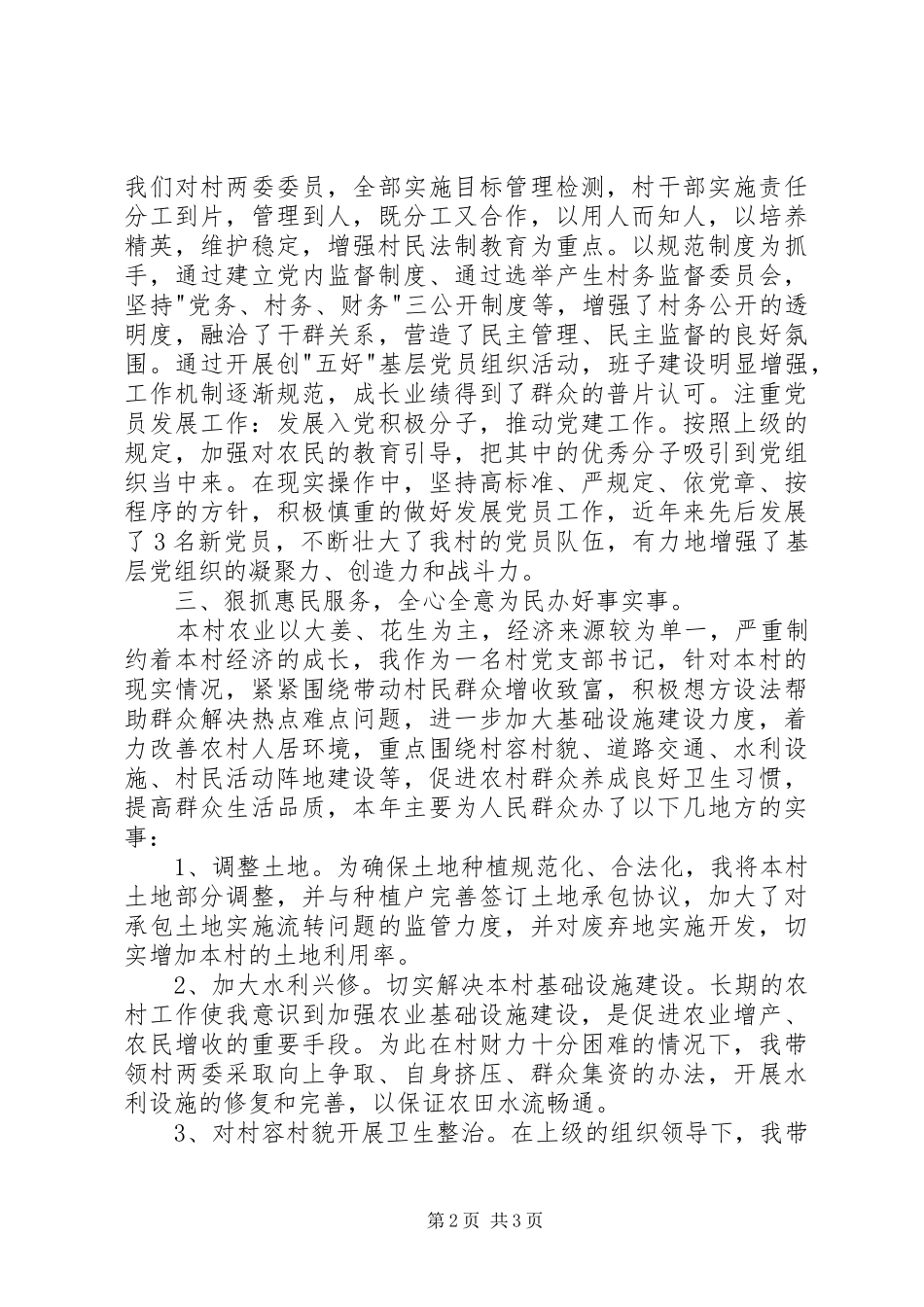 村书记个人年终述职报告_第2页