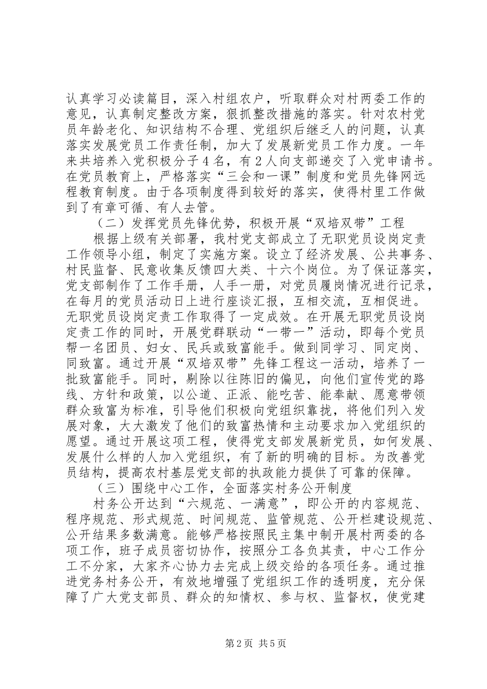 村第一书记个人述职报告20XX年范文_第2页