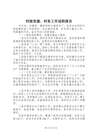 村级党建、村务工作述职报告