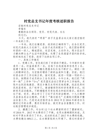 村党总支书记年度考核述职报告
